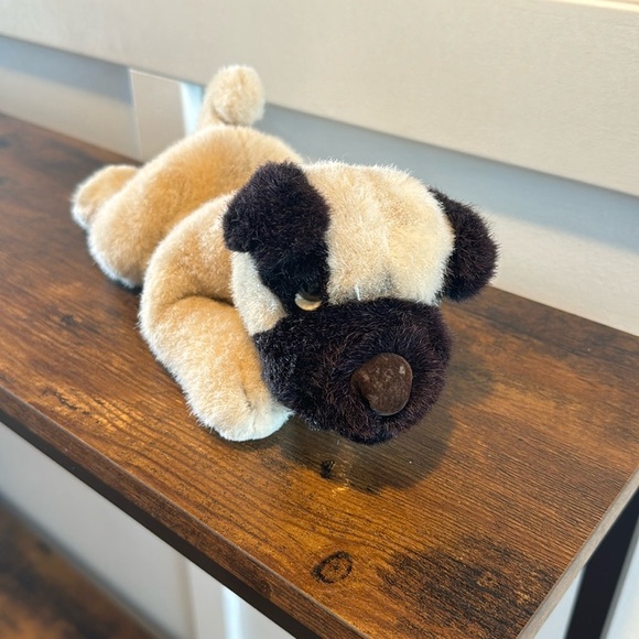 Russ Berrie PONCHO Pug Dog Plush Bulldog Retired Beige Stuffed Animal - Picture 1 of 6